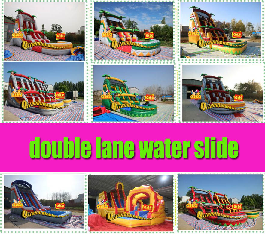 double lane inflatable water slide